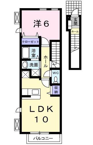 パラッツォ(1LDK/2階)の間取り写真