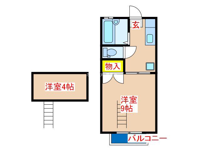 サンシティ10(1K/2階)の間取り写真