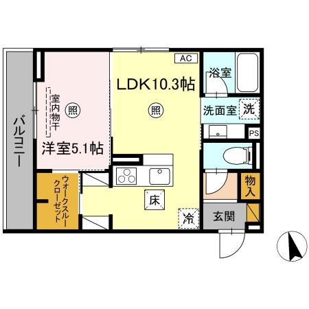 D‐INVEST東原A A(1LDK/1階)の間取り写真