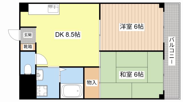 ローベルジーヌ野洲(2DK/5階)の間取り写真