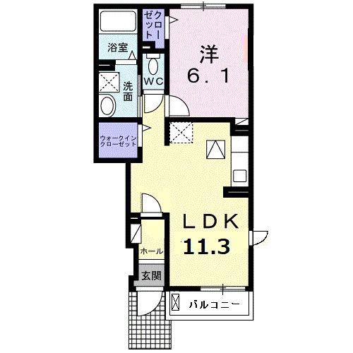 コンフォール大坂II(1LDK/1階)の間取り写真