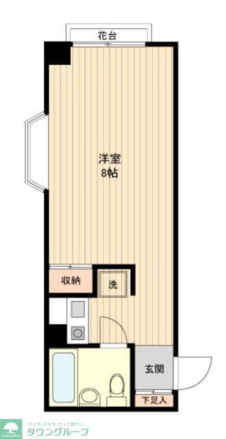 メゾン岩崎第2(ワンルーム/1階)の間取り写真