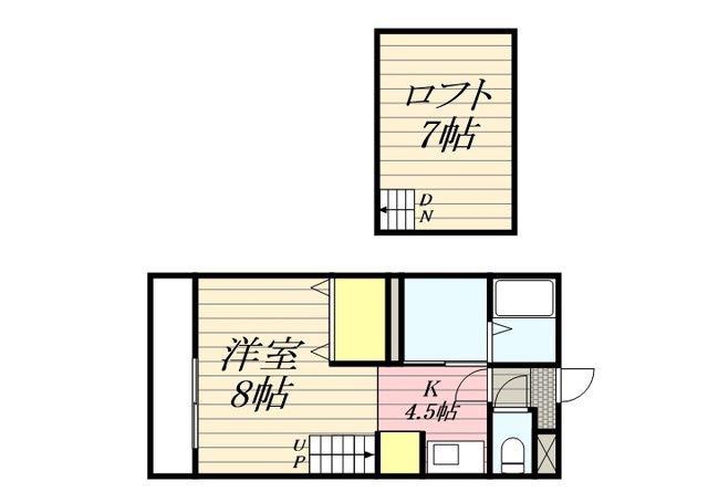 ララヒルズ PART1(ワンルーム/2階)の間取り写真