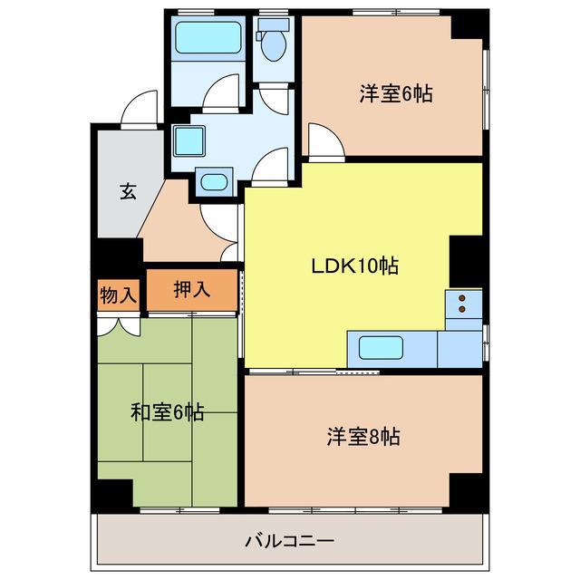 第2エステート・ミトD棟(3LDK/3階)の間取り写真