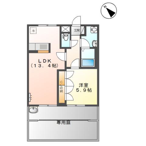 フィエスタ(1LDK/1階)の間取り写真