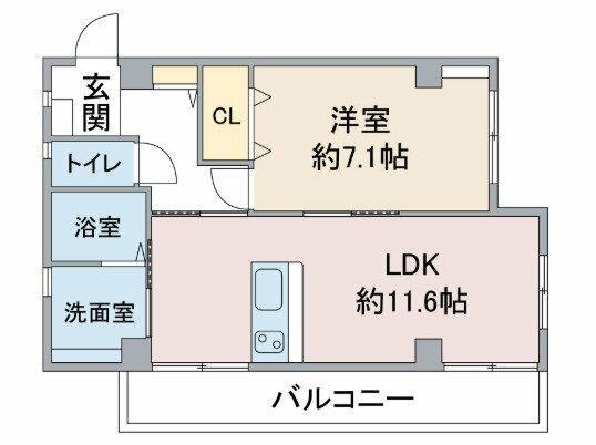 ユタカマンション(1LDK/2階)の間取り写真