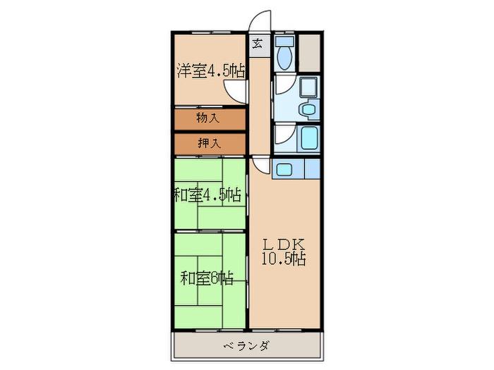 ニューハイツ白沢(3LDK/3階)の間取り写真