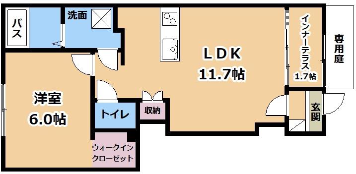 大津市大萱2丁目アパート(1LDK/1階)の間取り写真