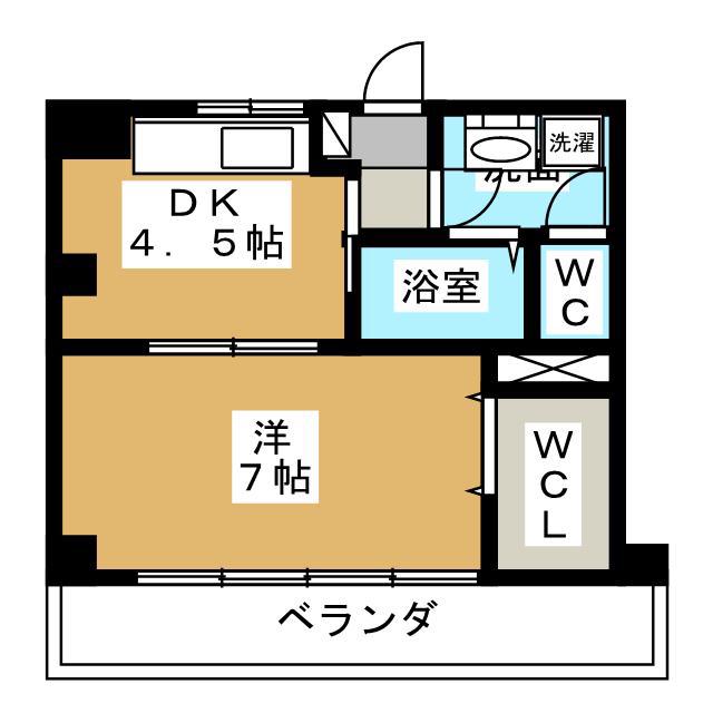 コスモタウン東員(1DK/3階)の間取り写真