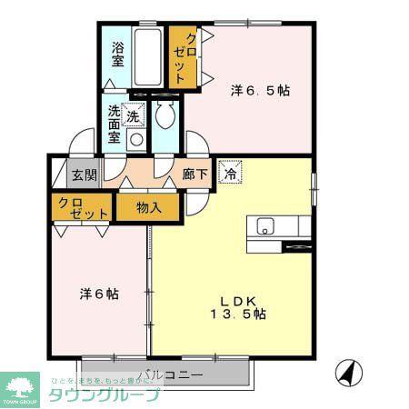 ステラ富士見B棟(2LDK/2階)の間取り写真