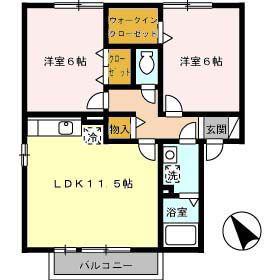 TIMONEA棟(2LDK/2階)の間取り写真