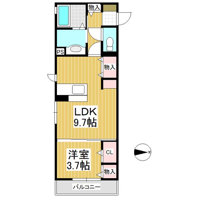フローラ稲葉(1LDK/1階)の間取り写真