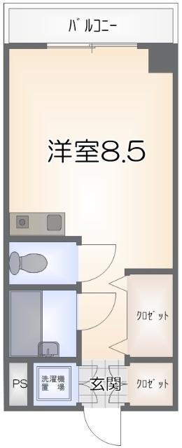 山清ハイツ(ワンルーム/3階)の間取り写真