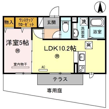 アンブロシア(1LDK/1階)の間取り写真