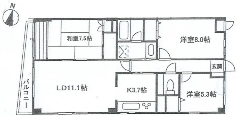 サンテラス高輪(3LDK/3階)の間取り写真