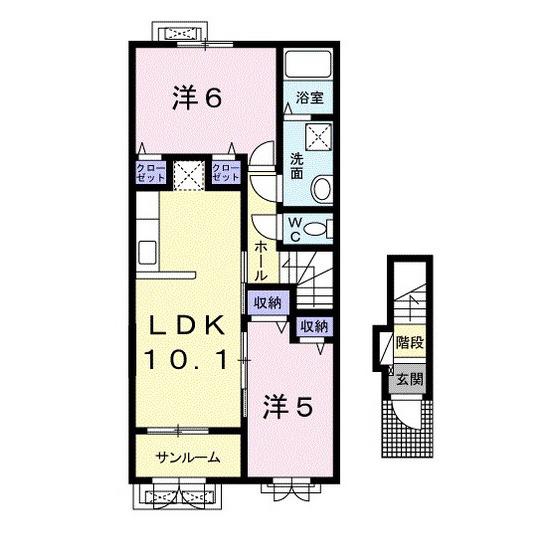フェリーチェ・優(2LDK/2階)の間取り写真