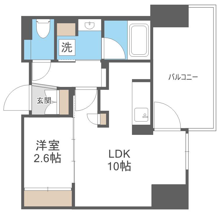 コンフォリア・リヴ本町ウエストQ(1LDK/5階)の間取り写真