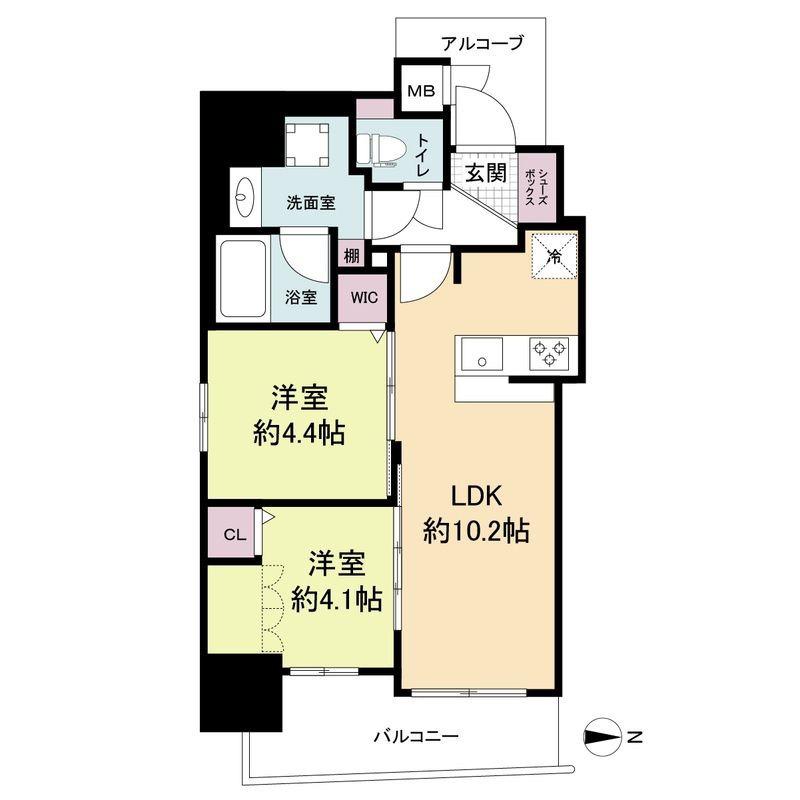 セレニテフラン野田阪神駅前(2LDK/12階)の間取り写真