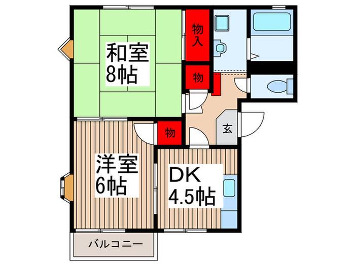 ボナ-ル諏訪坂(2DK/1階)の間取り写真