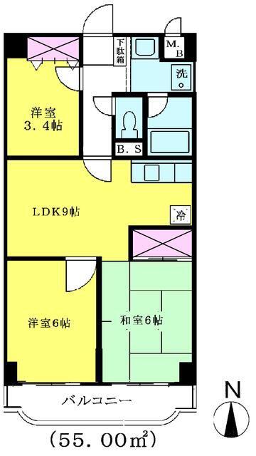 大須賀レジデンス(3DK/6階)の間取り写真