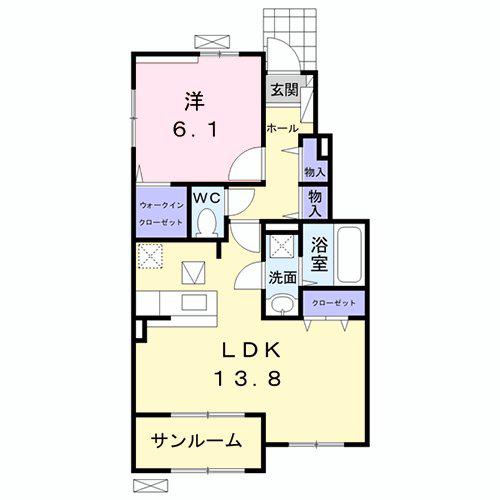ル・シエル A(1LDK/1階)の間取り写真