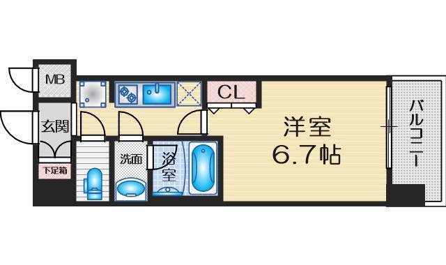 サンレムート・江坂ウエスト(1K/7階)の間取り写真