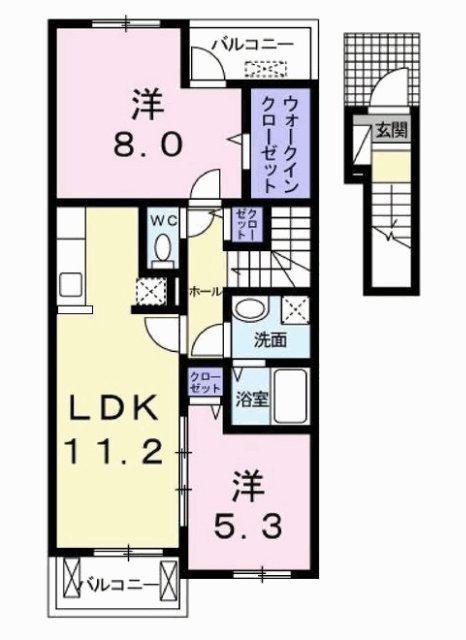 ピアチェーレ II(2LDK/2階)の間取り写真