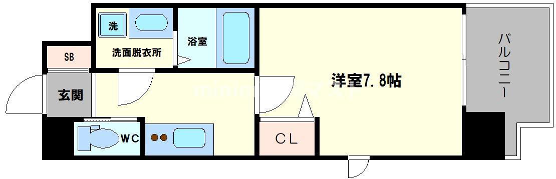 リデア南堀江(1K/3階)の間取り写真