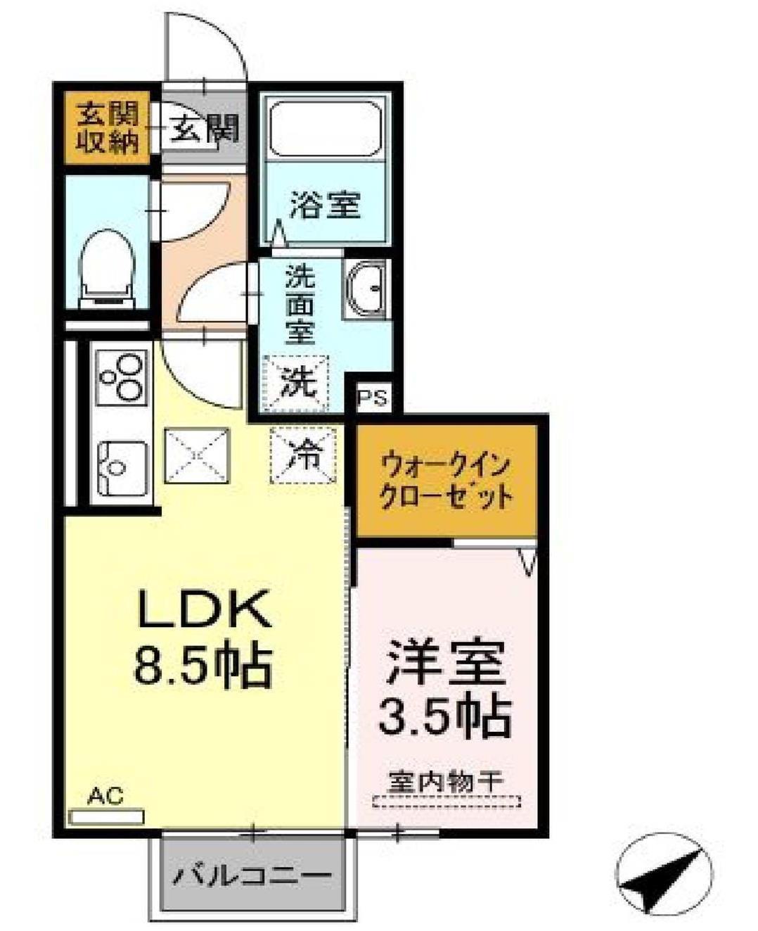 ブライトホープ(1LDK/1階)の間取り写真