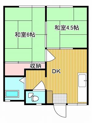 パナハイツ宝珠(2DK/2階)の間取り写真