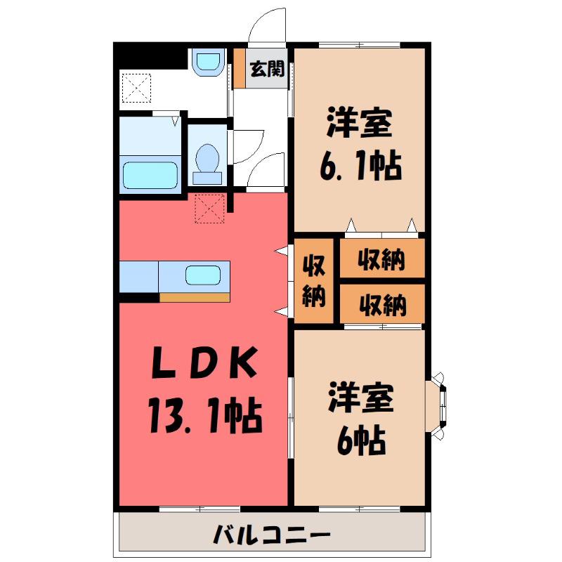 クローバービル(2LDK/2階)の間取り写真