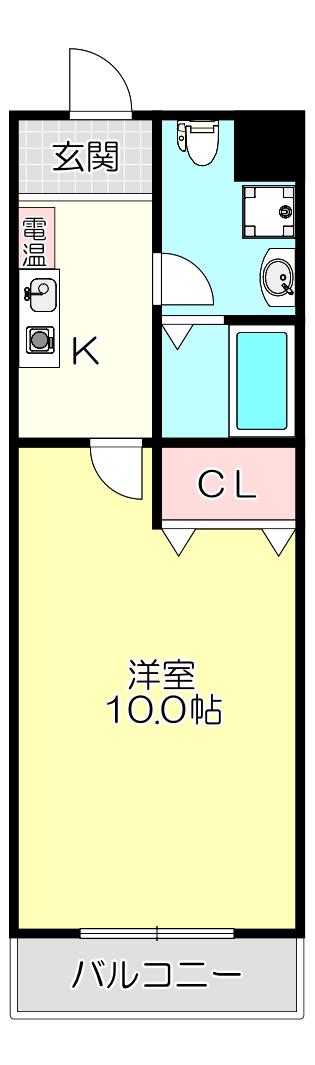 ミワパラディ荒本西(1K/4階)の間取り写真