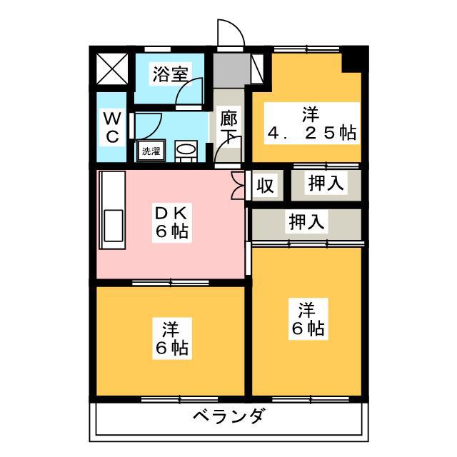 大恵ハイツ(3DK/4階)の間取り写真