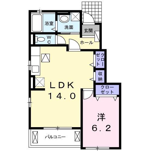 ウェルデンス平塚御殿I(1LDK/1階)の間取り写真
