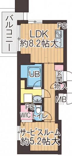 インテリジェンス御堂(1LDK/4階)の間取り写真