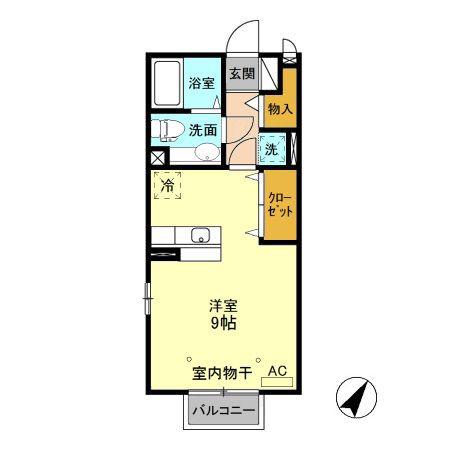 シェル駒生C(ワンルーム/2階)の間取り写真