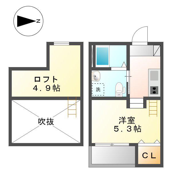 トリプレッタ(ワンルーム/1階)の間取り写真
