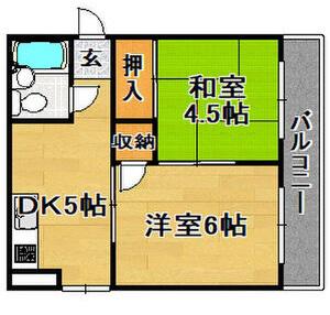 コーポ南住吉(2DK/2階)の間取り写真