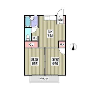 ハイビレッヂ篠崎(2DK/1階)の間取り写真