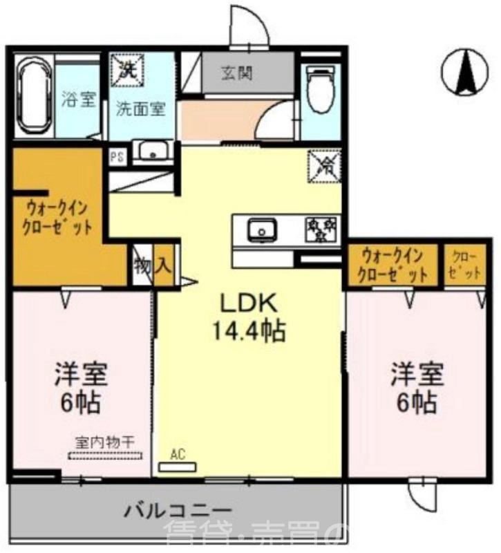 ラフォーレ堺(2LDK/2階)の間取り写真