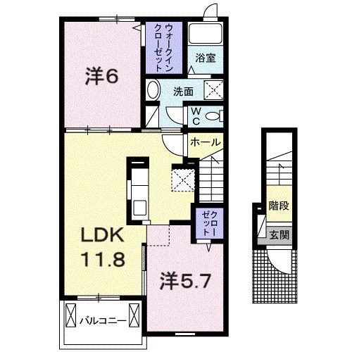 ポワ・ブロン(2LDK/2階)の間取り写真