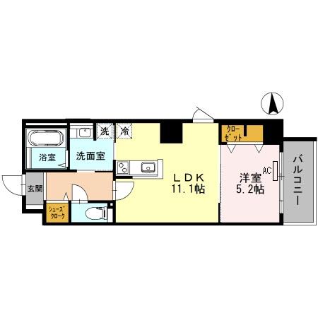 BRIGHT ABIKO(1LDK/7階)の間取り写真