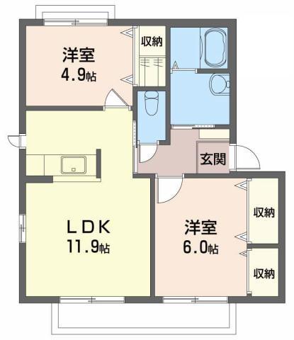 シャーメゾンブルーム II(2LDK/2階)の間取り写真