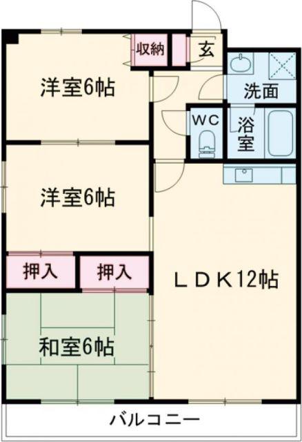 七福マンション 城見町(3LDK/7階)の間取り写真