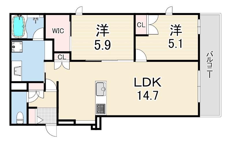 ベル アントレ 西宮(2LDK/3階)の間取り写真