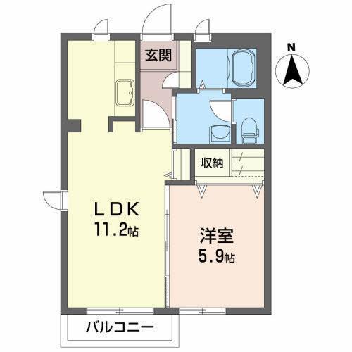 シャーメゾンしらゆりC(1LDK/1階)の間取り写真