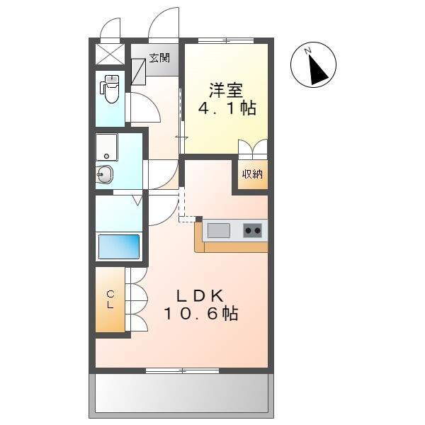 メモリーフォレスト(1LDK/1階)の間取り写真