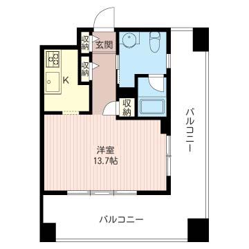 レジデンスシャルマン月島(ワンルーム/9階)の間取り写真