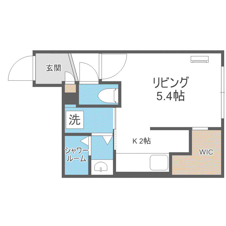 LA FELICE北17条(1K/2階)の間取り写真