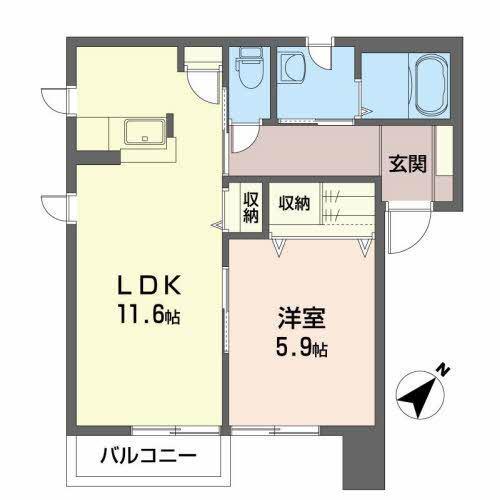 ヴェルメゾン(1LDK/2階)の間取り写真